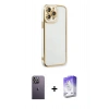 MARSİLYAN™- iPhone 13 Pro Max Kılıf Çekirdek Klasik Serisi - Siyah Bilvis 5in1 3D Magic Cam Ekran Koruyucu + Neon Fosforlu Kamera Lens - BZ