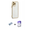 MARSİLYAN™- iPhone 13 Pro Max Kılıf Çekirdek Klasik Serisi - Siyah Bilvis 5in1 3D Magic Cam Ekran Koruyucu + Shine Kamera Lens Koruma Cam - MI