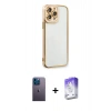 MARSİLYAN™- iPhone 13 Pro Max Kılıf Çekirdek Klasik Serisi - Siyah Bilvis 5in1 3D Magic Cam Ekran Koruyucu + Neon Fosforlu Kamera Lens - MI