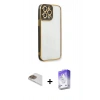 MARSİLYAN™- iPhone 13 Pro Max Kılıf Çekirdek Klasik Serisi - Siyah Bilvis 5in1 3D Magic Cam Ekran Koruyucu + Pers Alüminyum Kamera Lens - GD