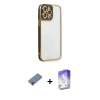 MARSİLYAN™- iPhone 13 Pro Max Kılıf Çekirdek Klasik Serisi - Siyah Bilvis 5in1 3D Magic Cam Ekran Koruyucu + Metal Kamera Lens Koruma Cam - MR