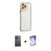 MARSİLYAN™- iPhone 13 Pro Max Kılıf Çekirdek Klasik Serisi - Siyah Bilvis 5in1 3D Magic Cam Ekran Koruyucu + Neon Fosforlu Kamera Lens - YL