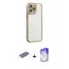 MARSİLYAN™- iPhone 13 Pro Max Kılıf Çekirdek Klasik Serisi - Siyah Bilvis 5in1 3D Magic Cam Ekran Koruyucu + Renkli Kamera Lens Koruma Cam - YL