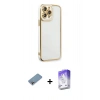 MARSİLYAN™- iPhone 13 Pro Max Kılıf Çekirdek Klasik Serisi - Siyah Bilvis 5in1 3D Magic Cam Ekran Koruyucu + Shine Kamera Lens Koruma Cam - GI
