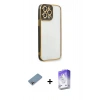 MARSİLYAN™- iPhone 13 Pro Max Kılıf Çekirdek Klasik Serisi - Siyah Bilvis 5in1 3D Magic Cam Ekran Koruyucu + Shine Kamera Lens Koruma Cam - GI