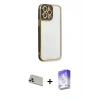 MARSİLYAN™- iPhone 13 Pro Max Kılıf Çekirdek Klasik Serisi - Siyah Bilvis 5in1 3D Magic Cam Ekran Koruyucu + Rainbow Kamera Lens Koruma Cam - REGD