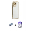 MARSİLYAN™- iPhone 13 Pro Max Kılıf Çekirdek Klasik Serisi - Siyah Bilvis 5in1 3D Magic Cam Ekran Koruyucu + Shine Kamera Lens Koruma Cam - PE
