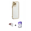 MARSİLYAN™- iPhone 13 Pro Max Kılıf Çekirdek Klasik Serisi - Siyah Bilvis 5in1 3D Magic Cam Ekran Koruyucu + Pers Alüminyum Kamera Lens - KI