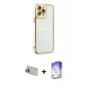 MARSİLYAN™- iPhone 13 Pro Max Kılıf Çekirdek Klasik Serisi - Siyah Bilvis 5in1 3D Magic Cam Ekran Koruyucu + Rainbow Kamera Lens Koruma Cam - BZ