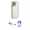 MARSİLYAN™- iPhone 13 Pro Max Kılıf Çekirdek Klasik Serisi - Siyah Bilvis 5in1 3D Magic Cam Ekran Koruyucu + Pers Alüminyum Kamera Lens - SABE