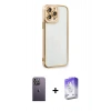 MARSİLYAN™- iPhone 13 Pro Max Kılıf Çekirdek Klasik Serisi - Siyah Bilvis 5in1 3D Magic Cam Ekran Koruyucu + Neon Fosforlu Kamera Lens - BZ