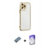 MARSİLYAN™- iPhone 13 Pro Max Kılıf Çekirdek Klasik Serisi - Siyah Bilvis 5in1 3D Magic Cam Ekran Koruyucu + Metal Kamera Lens Koruma Cam - MR