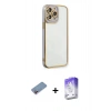 MARSİLYAN™- iPhone 13 Pro Max Kılıf Çekirdek Klasik Serisi - Siyah Bilvis 5in1 3D Magic Cam Ekran Koruyucu + Shine Kamera Lens Koruma Cam - PE