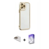 MARSİLYAN™- iPhone 13 Pro Max Kılıf Çekirdek Klasik Serisi - Siyah Bilvis 5in1 3D Magic Cam Ekran Koruyucu + Pers Alüminyum Kamera Lens - GD