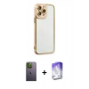 MARSİLYAN™- iPhone 13 Pro Max Kılıf Çekirdek Klasik Serisi - Siyah Bilvis 5in1 3D Magic Cam Ekran Koruyucu + Neon Fosforlu Kamera Lens - YL