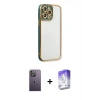 MARSİLYAN™- iPhone 13 Pro Max Kılıf Çekirdek Klasik Serisi - Siyah Bilvis 5in1 3D Magic Cam Ekran Koruyucu + Neon Fosforlu Kamera Lens - BZ