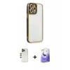 MARSİLYAN™- iPhone 13 Pro Max Kılıf Çekirdek Klasik Serisi - Siyah Bilvis 5in1 5D Magic Hayalet Cam Ekran Koruyucu + Shine Kamera Lens - GD