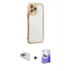 MARSİLYAN™- iPhone 13 Pro Max Kılıf Çekirdek Klasik Serisi - Siyah Bilvis 5in1 5D Magic Hayalet Cam Ekran Koruyucu + Pers Alüminyum Kamera Lens - SABE