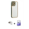 MARSİLYAN™- iPhone 13 Pro Max Kılıf Çekirdek Klasik Serisi - Siyah Bilvis 5in1 5D Magic Hayalet Cam Ekran Koruyucu + Pers Alüminyum Kamera Lens - GD