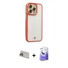 MARSİLYAN™- iPhone 13 Pro Max Kılıf Çekirdek Klasik Serisi - Siyah Bilvis 5in1 5D Magic Hayalet Cam Ekran Koruyucu + Rainbow Kamera Lens Koruma Cam - MR