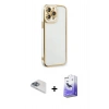 MARSİLYAN™- iPhone 13 Pro Max Kılıf Çekirdek Klasik Serisi - Siyah Bilvis 5in1 5D Magic Hayalet Cam Ekran Koruyucu + Pers Alüminyum Kamera Lens - SABE