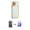 MARSİLYAN™- iPhone 13 Pro Max Kılıf Çekirdek Klasik Serisi - Siyah Bilvis 5in1 5D Magic Hayalet Cam Ekran Koruyucu + Neon Fosforlu Kamera Lens - YL