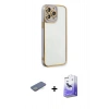 MARSİLYAN™- iPhone 13 Pro Max Kılıf Çekirdek Klasik Serisi - Siyah Bilvis 5in1 5D Magic Hayalet Cam Ekran Koruyucu + Renkli Kamera Lens Koruma Cam - YL