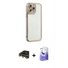 MARSİLYAN™- iPhone 13 Pro Max Kılıf Çekirdek Klasik Serisi - Siyah Bilvis 5in1 5D Magic Hayalet Cam Ekran Koruyucu + Raze Metal Kamera Lens - GD