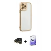 MARSİLYAN™- iPhone 13 Pro Max Kılıf Çekirdek Klasik Serisi - Siyah Bilvis 5in1 5D Magic Hayalet Cam Ekran Koruyucu + Raze Metal Kamera Lens - GD