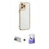 MARSİLYAN™- iPhone 13 Pro Max Kılıf Çekirdek Klasik Serisi - Siyah Bilvis 5in1 5D Magic Hayalet Cam Ekran Koruyucu + Rainbow Kamera Lens Koruma Cam - MI