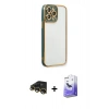 MARSİLYAN™- iPhone 13 Pro Max Kılıf Çekirdek Klasik Serisi - Siyah Bilvis 5in1 5D Magic Hayalet Cam Ekran Koruyucu + Raze Metal Kamera Lens - GD