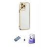 MARSİLYAN™- iPhone 13 Pro Max Kılıf Çekirdek Klasik Serisi - Siyah Bilvis 5in1 5D Magic Hayalet Cam Ekran Koruyucu + Shine Kamera Lens Koruma Cam - PE