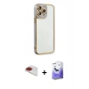 MARSİLYAN™- iPhone 13 Pro Max Kılıf Çekirdek Klasik Serisi - Siyah Bilvis 5in1 5D Magic Hayalet Cam Ekran Koruyucu + Pers Alüminyum Kamera Lens - KI