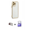MARSİLYAN™- iPhone 13 Pro Max Kılıf Çekirdek Klasik Serisi - Siyah Bilvis 5in1 5D Magic Hayalet Cam Ekran Koruyucu + Rainbow Kamera Lens Koruma Cam - KI