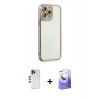 MARSİLYAN™- iPhone 13 Pro Max Kılıf Çekirdek Klasik Serisi - Siyah Bilvis 5in1 5D Magic Hayalet Cam Ekran Koruyucu + Shine Kamera Lens - GD