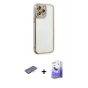 MARSİLYAN™- iPhone 13 Pro Max Kılıf Çekirdek Klasik Serisi - Siyah Bilvis 5in1 5D Magic Hayalet Cam Ekran Koruyucu + Renkli Kamera Lens Koruma Cam - MI