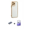 MARSİLYAN™- iPhone 13 Pro Max Kılıf Çekirdek Klasik Serisi - Siyah Bilvis 5in1 5D Magic Hayalet Cam Ekran Koruyucu + Renkli Kamera Lens Koruma Cam - YL