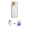 MARSİLYAN™- iPhone 13 Pro Max Kılıf Çekirdek Klasik Serisi - Siyah Bilvis 5in1 5D Magic Hayalet Cam Ekran Koruyucu + Shine Kamera Lens - GD