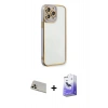 MARSİLYAN™- iPhone 13 Pro Max Kılıf Çekirdek Klasik Serisi - Siyah Bilvis 5in1 5D Magic Hayalet Cam Ekran Koruyucu + Rainbow Kamera Lens Koruma Cam - REGD