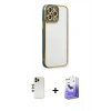 MARSİLYAN™- iPhone 13 Pro Max Kılıf Çekirdek Klasik Serisi - Siyah Bilvis 5in1 5D Magic Hayalet Cam Ekran Koruyucu + Shine Kamera Lens - GD
