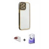 MARSİLYAN™- iPhone 13 Pro Max Kılıf Çekirdek Klasik Serisi - Siyah Bilvis 5in1 5D Magic Hayalet Cam Ekran Koruyucu + Pers Alüminyum Kamera Lens - KI