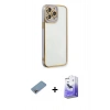 MARSİLYAN™- iPhone 13 Pro Max Kılıf Çekirdek Klasik Serisi - Siyah Bilvis 5in1 5D Magic Hayalet Cam Ekran Koruyucu + Gökkuşağı Shine Kamera Lens Koruma Cam