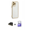 MARSİLYAN™- iPhone 13 Pro Max Kılıf Çekirdek Klasik Serisi - Siyah Bilvis 5in1 5D Magic Hayalet Cam Ekran Koruyucu + Raze Metal Kamera Lens - GD