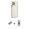 MARSİLYAN™- iPhone 13 Pro Max Kılıf Çekirdek Klasik Serisi - Siyah Bilvis Hayalet Cam Ekran Koruyucu + Shine Kamera Lens Koruma Cam - GI