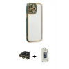 MARSİLYAN™- iPhone 13 Pro Max Kılıf Çekirdek Klasik Serisi - Siyah Bilvis Hayalet Cam Ekran Koruyucu + Raze Metal Kamera Lens - GD