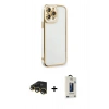 MARSİLYAN™- iPhone 13 Pro Max Kılıf Çekirdek Klasik Serisi - Siyah Bilvis Hayalet Cam Ekran Koruyucu + Raze Metal Kamera Lens - GD