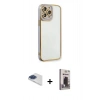 MARSİLYAN™- iPhone 13 Pro Max Kılıf Çekirdek Klasik Serisi - Siyah Bilvis Hayalet Cam Ekran Koruyucu + Pers Alüminyum Kamera Lens - LT