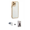 MARSİLYAN™- iPhone 13 Pro Max Kılıf Çekirdek Klasik Serisi - Siyah Bilvis Hayalet Cam Ekran Koruyucu + Pers Alüminyum Kamera Lens - LT