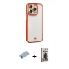 MARSİLYAN™- iPhone 13 Pro Max Kılıf Çekirdek Klasik Serisi - Siyah Bilvis Hayalet Cam Ekran Koruyucu + Mavi Shine Kamera Lens Koruma Cam