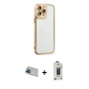 MARSİLYAN™- iPhone 13 Pro Max Kılıf Çekirdek Klasik Serisi - Siyah Bilvis Hayalet Cam Ekran Koruyucu + Rainbow Kamera Lens Koruma Cam - MI